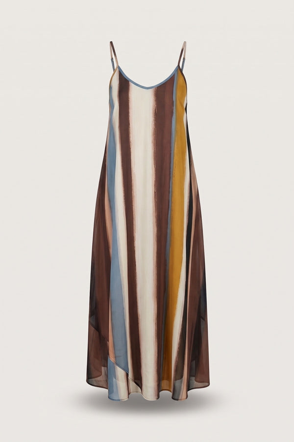 Naela Strappy Printed Maxi Dress - Brown