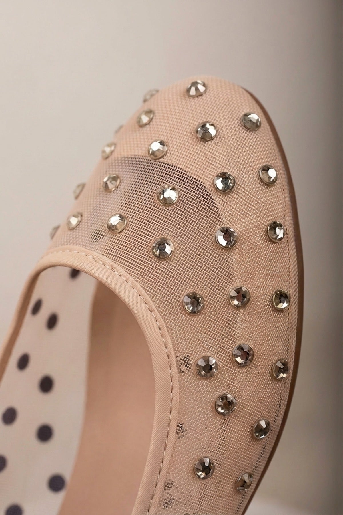 Saoirse Sheer Embellished Ballet Flats - BEIGE