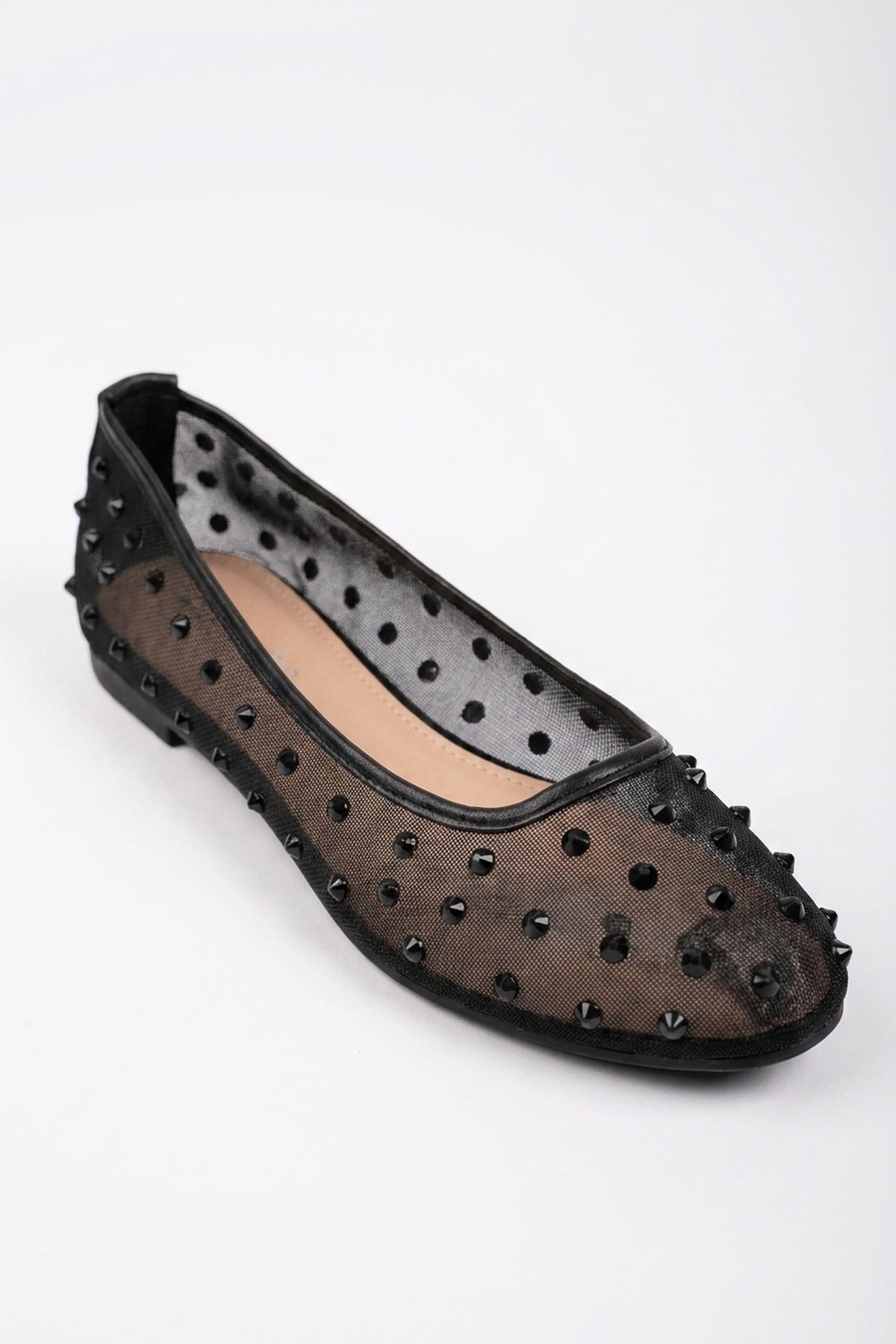 Saoirse Sheer Embellished Ballet Flats - Black
