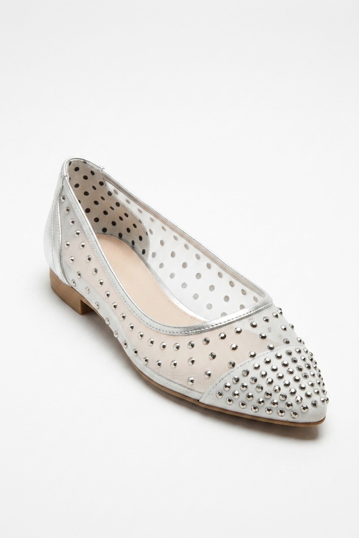 Saoirse Sheer Embellished Ballet Flats - Silver