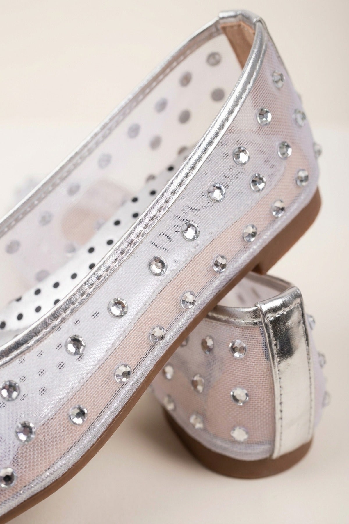 Saoirse Sheer Embellished Ballet Flats - Silver