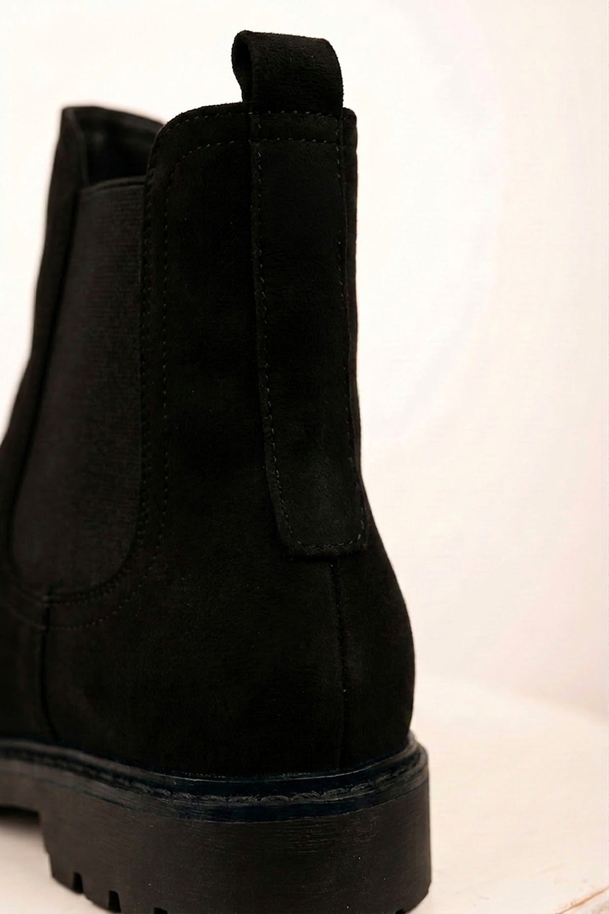 Saoirse Faux Suede Chunky Sole Chelsea Boots - Black