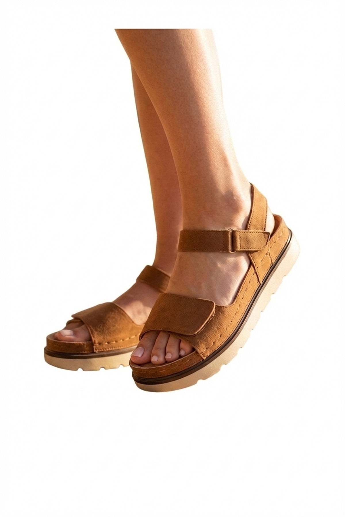 Violet Suede Platform Sandals - Camel