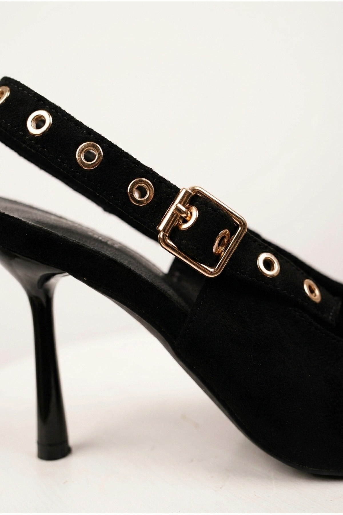Anais Faux Suede Pointed Toe Heels - Black