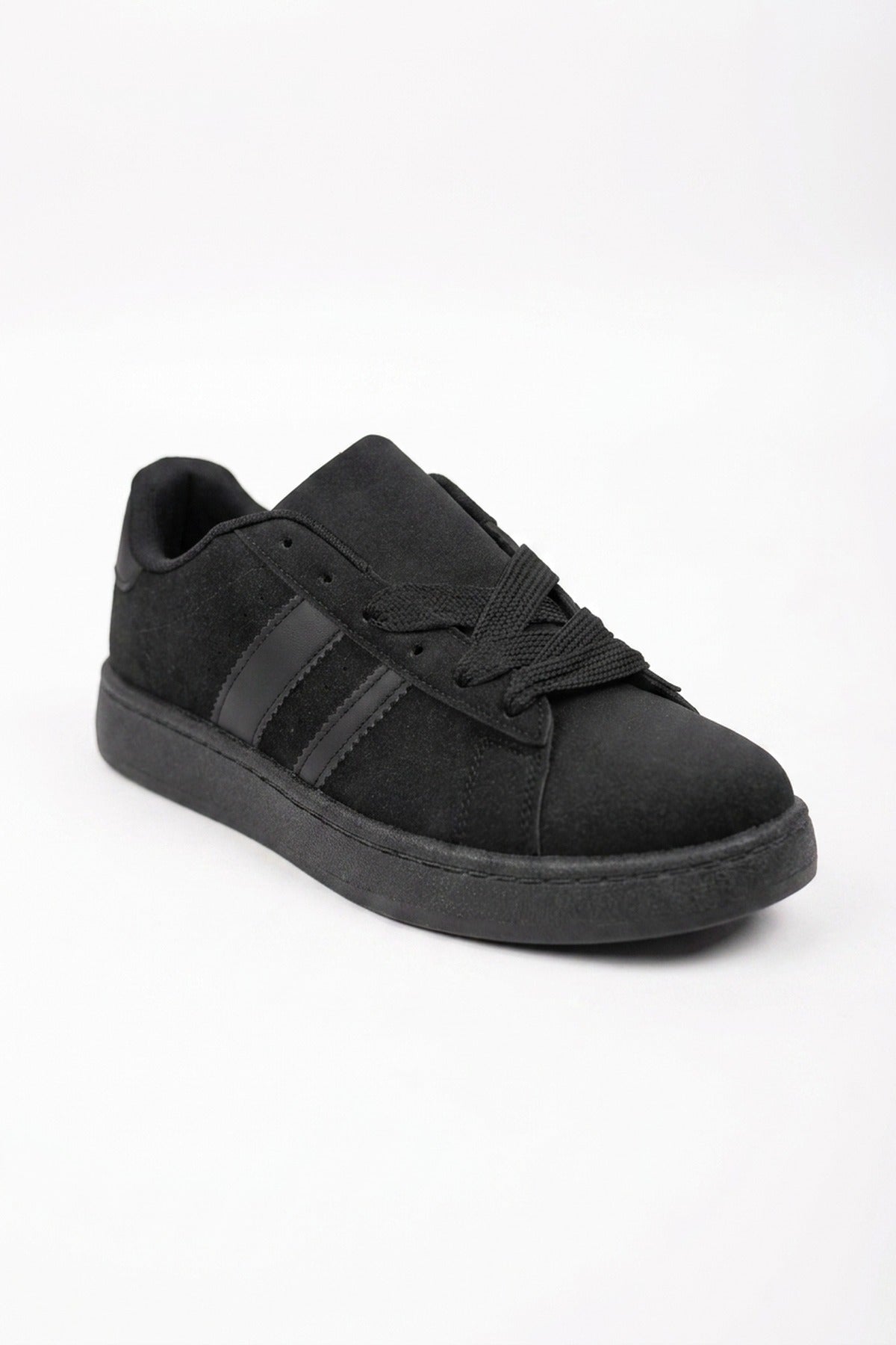 Constance Faux Suede Stripe Trainers - Black