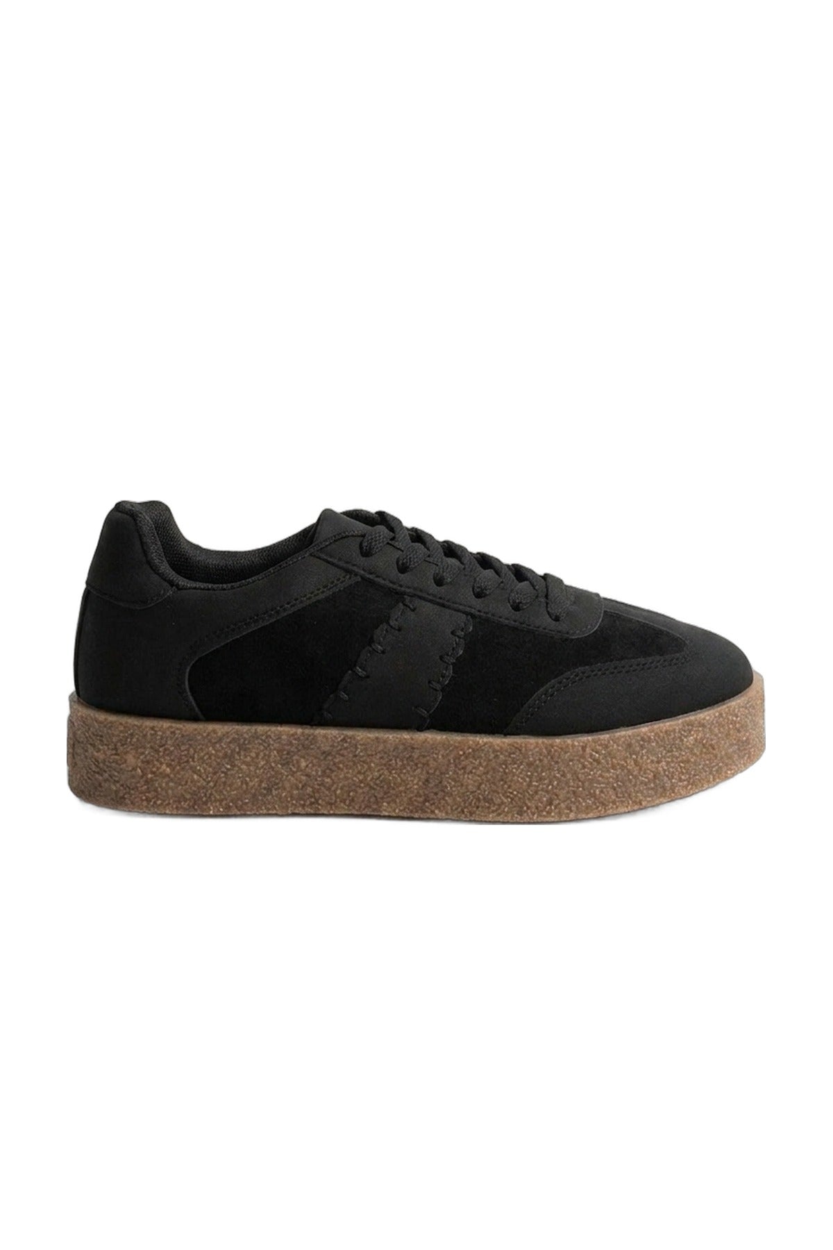 Sybil Faux Suede Platform Trainers - Black_wb