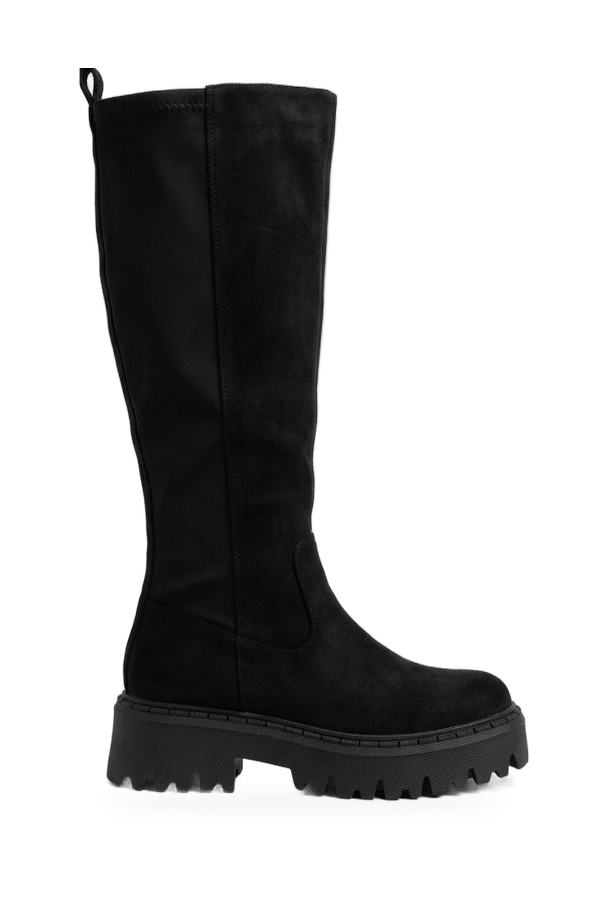 Sybil Knee High Chunky Sole Boots - Black
