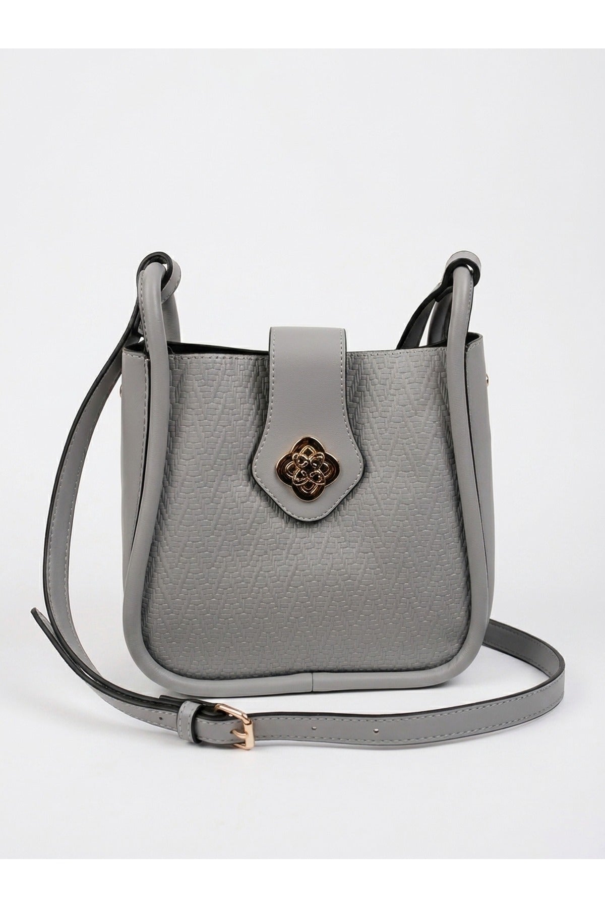 Ines Woven Panel Crossbody Bag - Grey