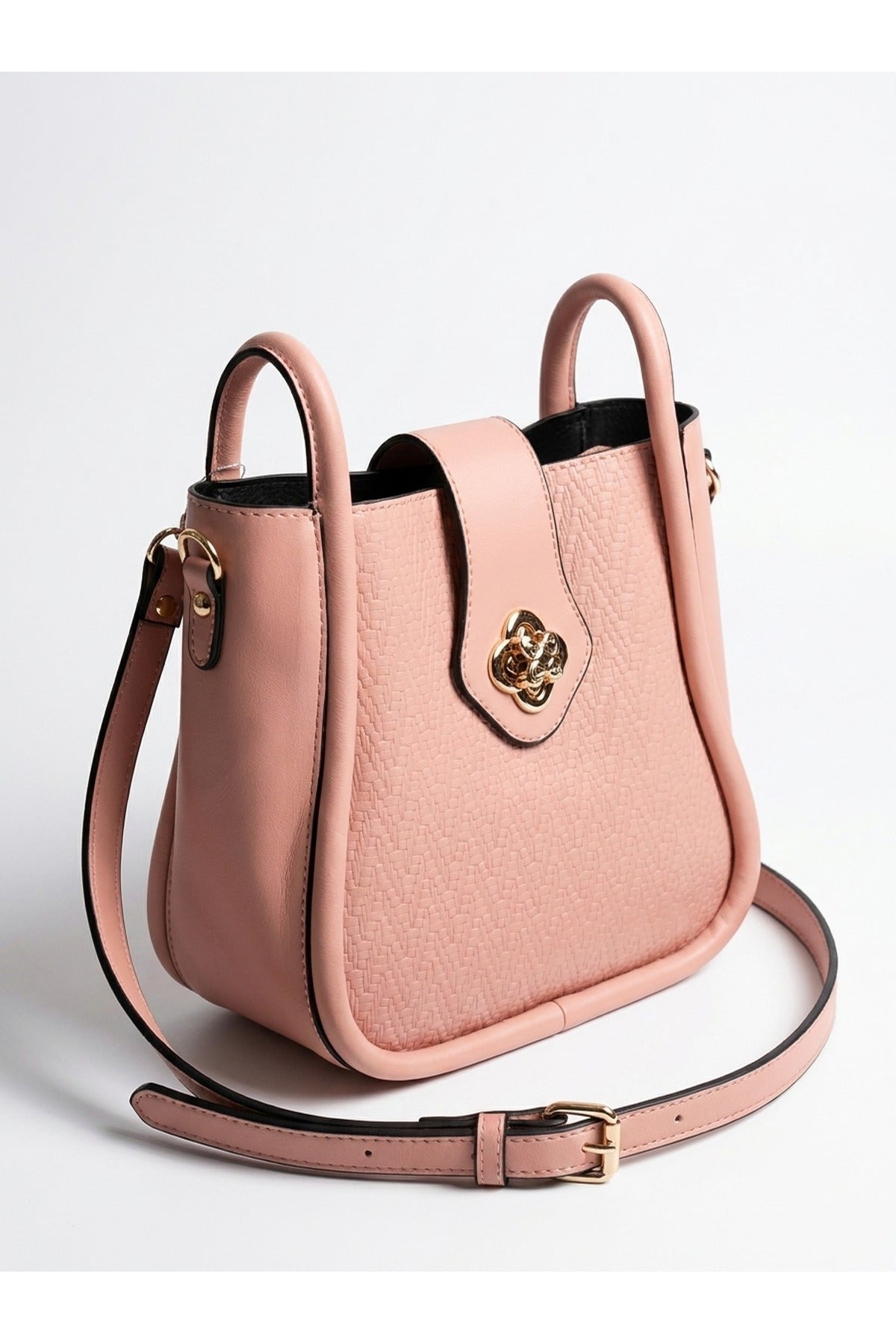 Ines Woven Panel Crossbody Bag - Pink