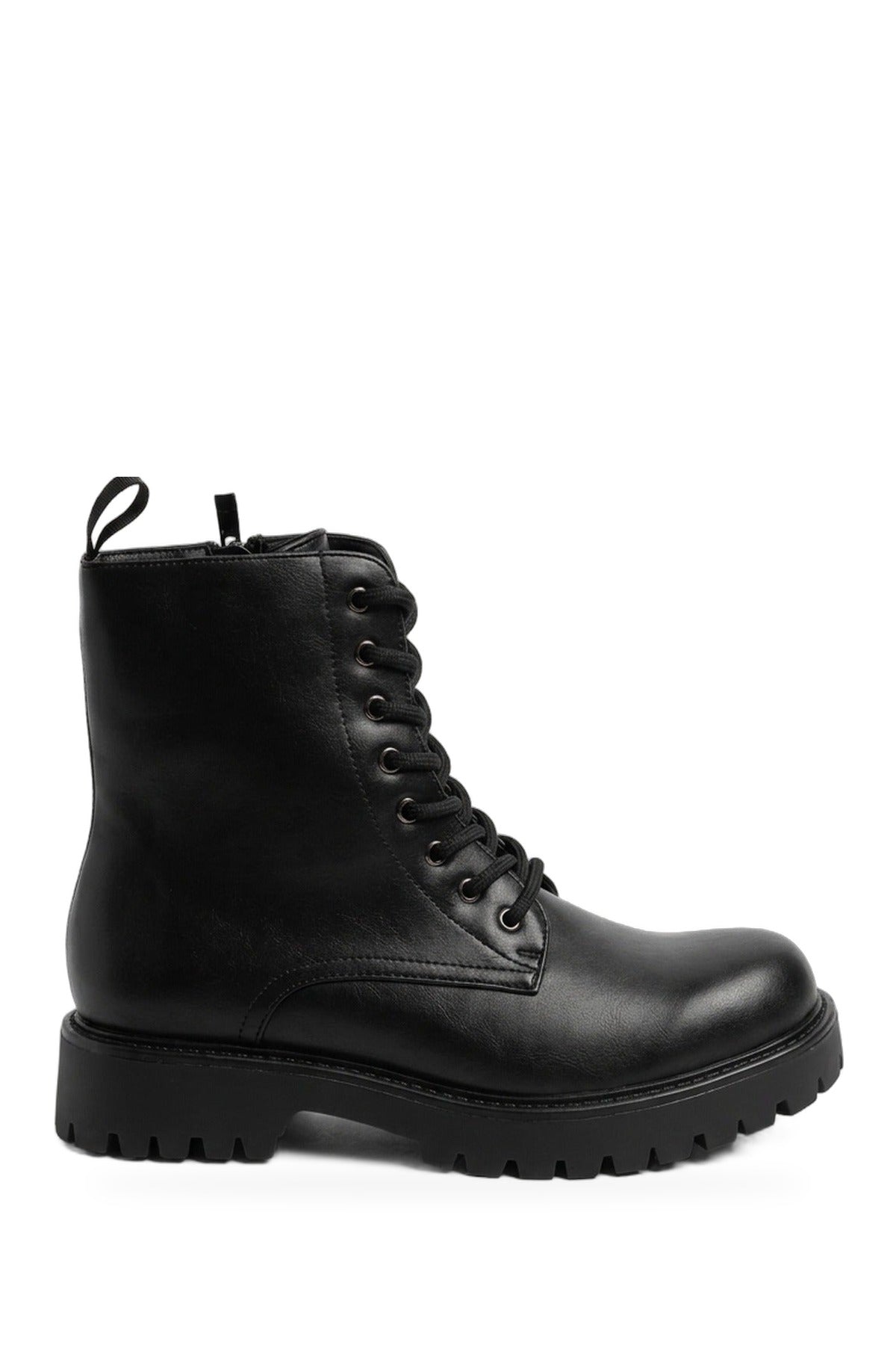 Theia Chunky Sole Lace Up Boots - Black