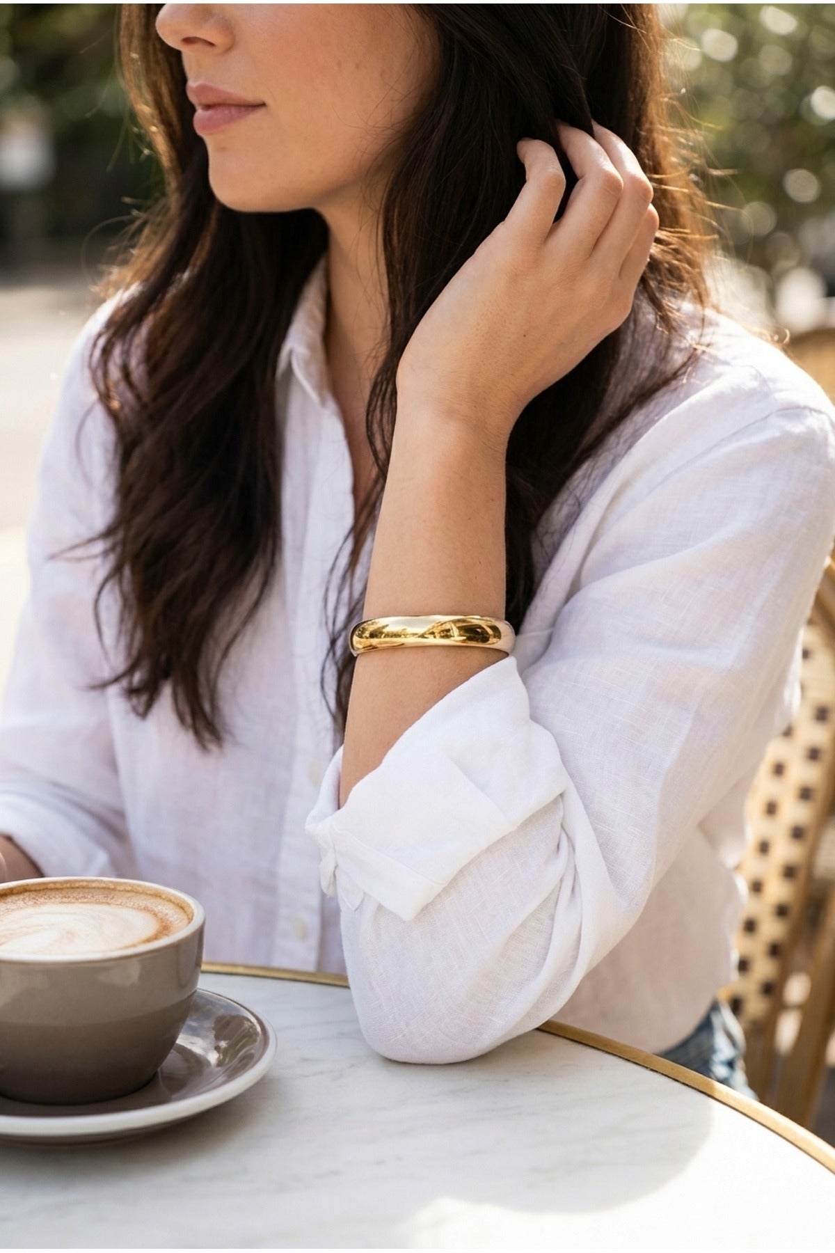 Constance Chunky Polished Bangle - Gold