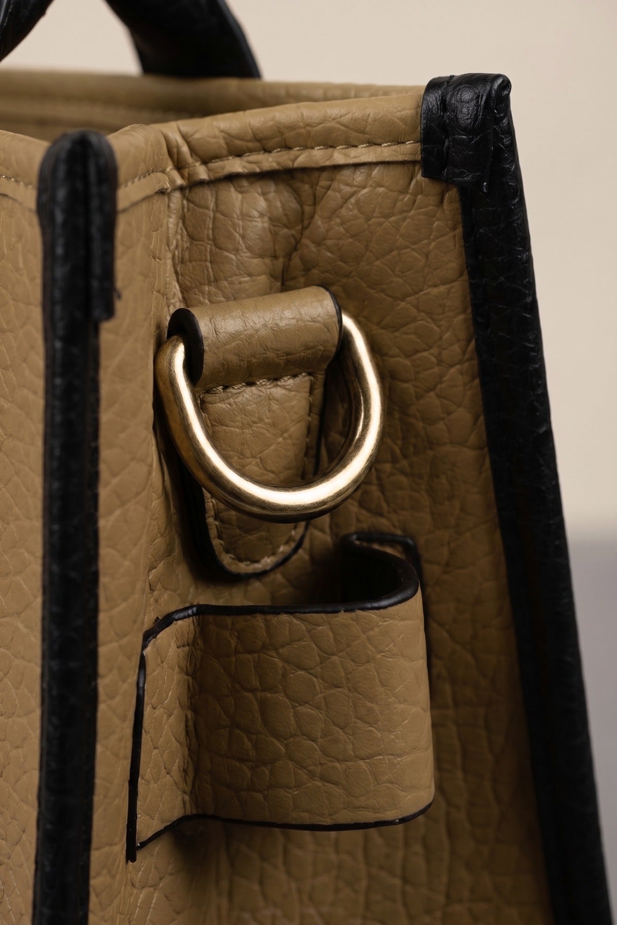 Matilde Two Tone Pebbled Faux Leather Printed Tote Bag - Brown