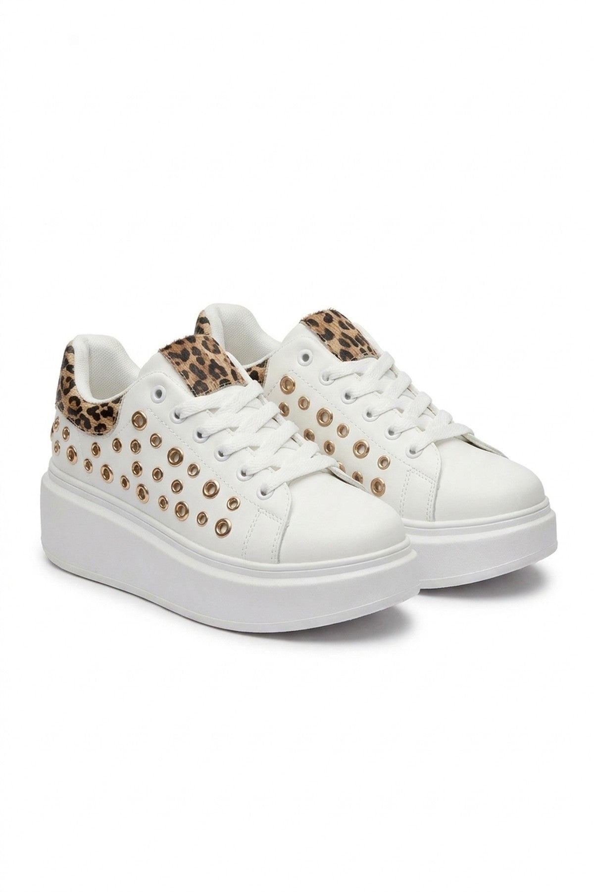 Cosima Studded Leopard Back Platform Trainers - Leopard_wb