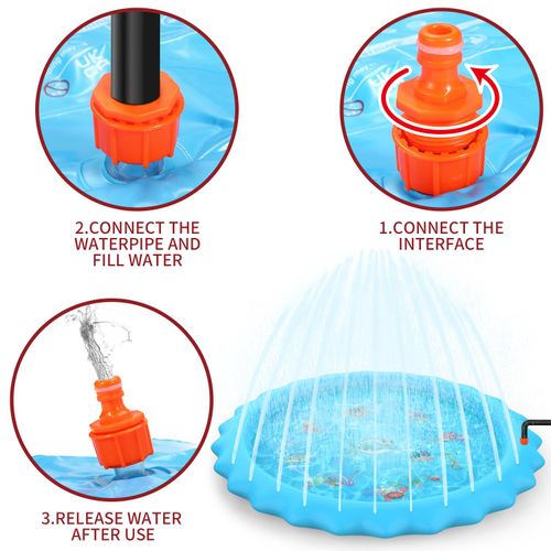 Blue Round Sprayer Splash Mat – 168cm Water Play Mat For Kids i39278