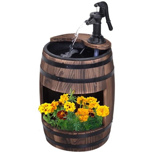 Barrel Pump Garden Fountain Water Feature Flower Planter Stand i39285