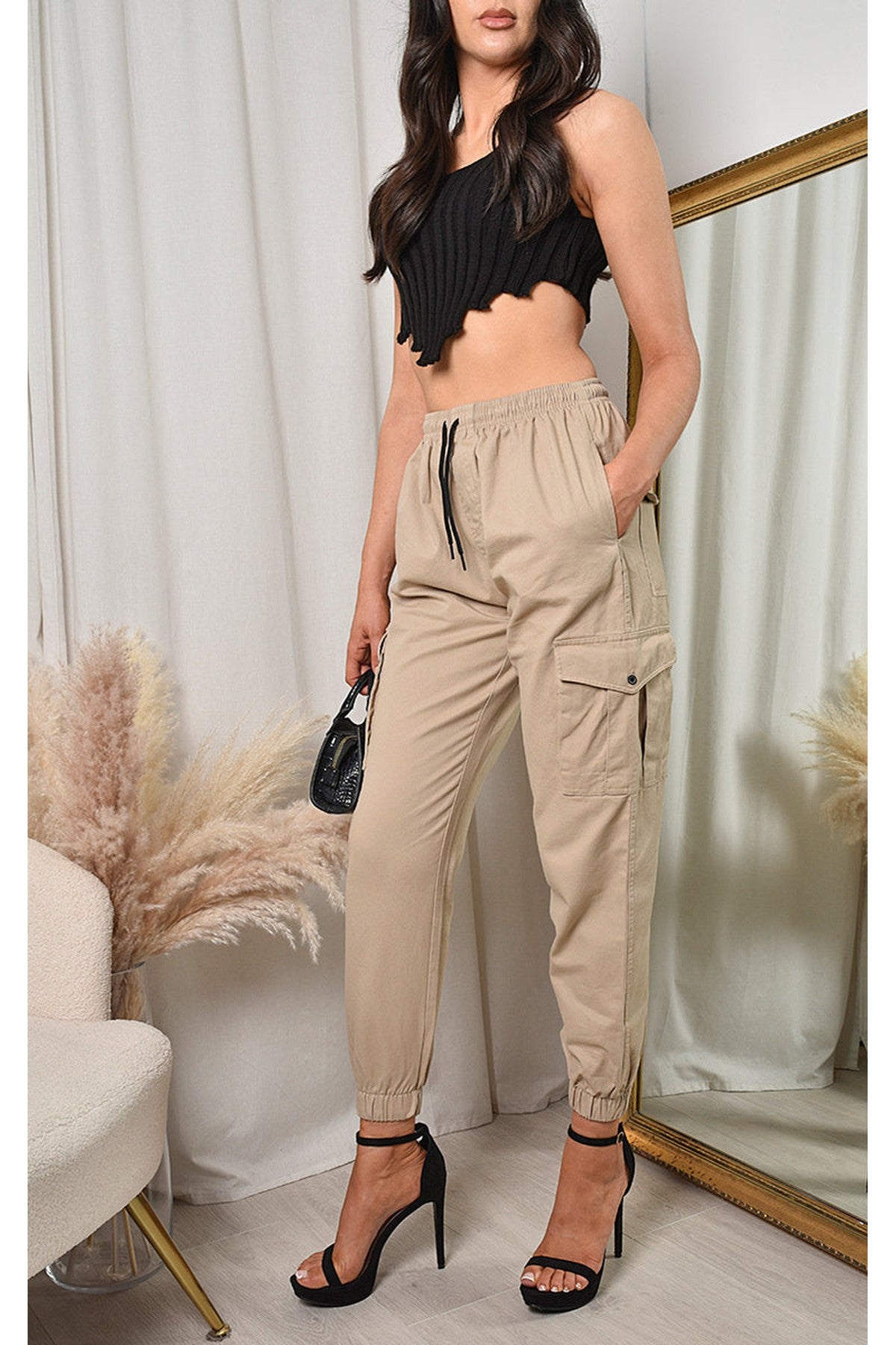 Xanthe Pocket Cargo Trousers - Beige