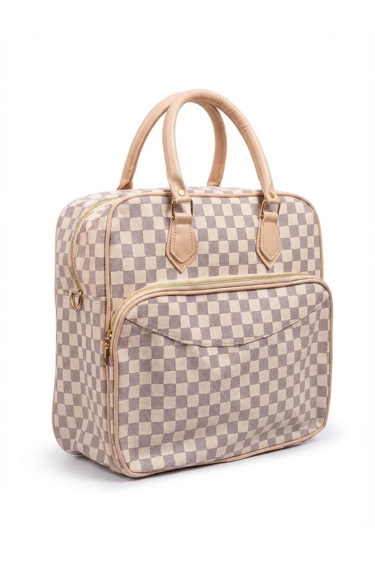 Ava Checkered Holdall - White