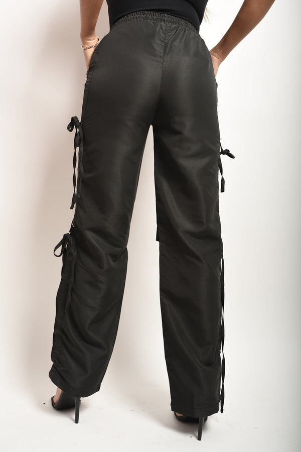 Mandy Knee Cut Out Cargo Trouser - Black