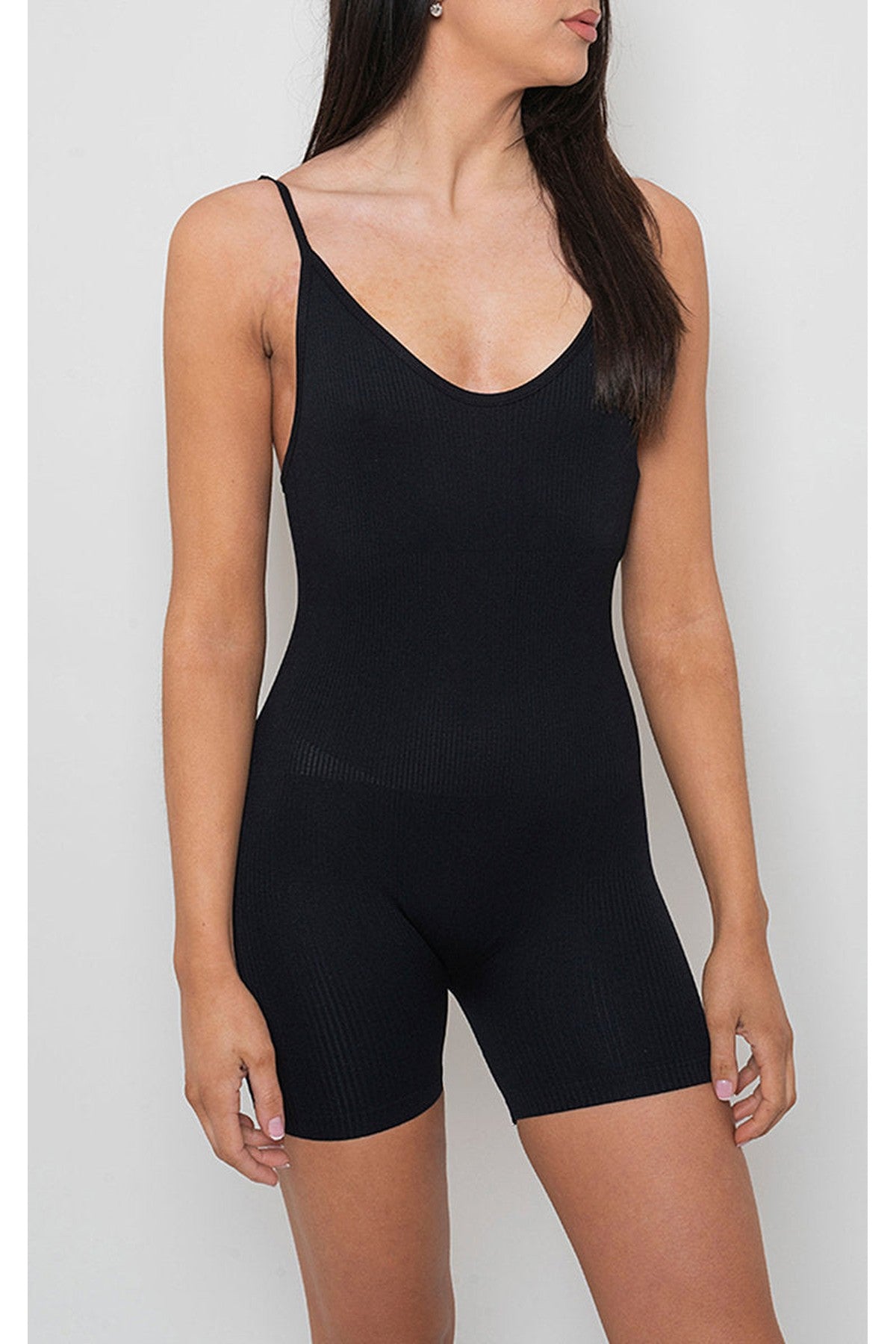 Fern Seamless Ribbed Sleeveless Strap Bodycon Jumpsuit