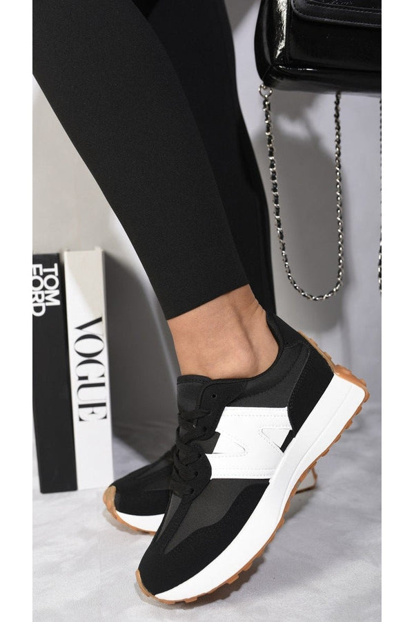 Gabriela Low Top Lace Up Trainers - Black