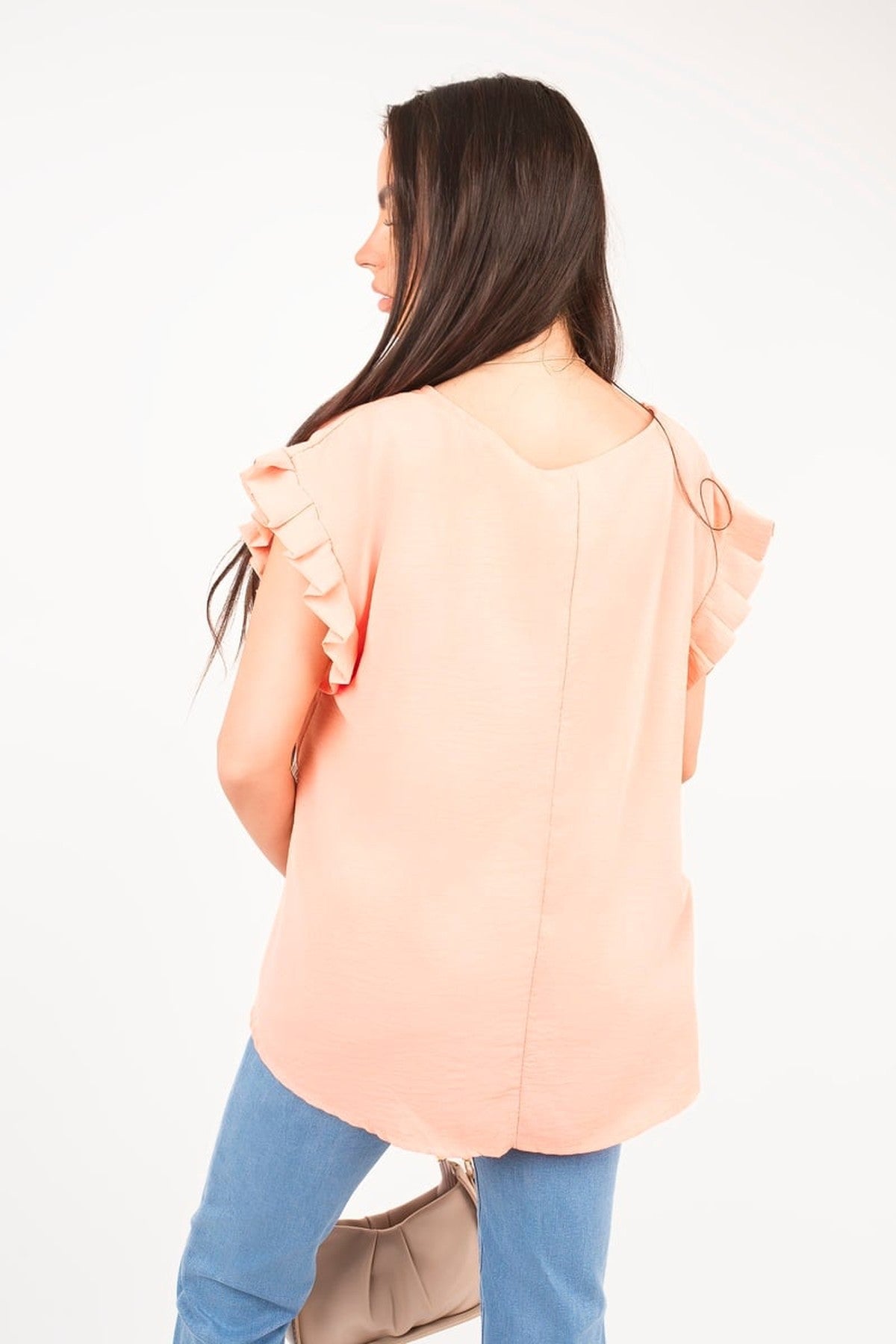 Vera Ruffle Trim Sleeve Top - Coral