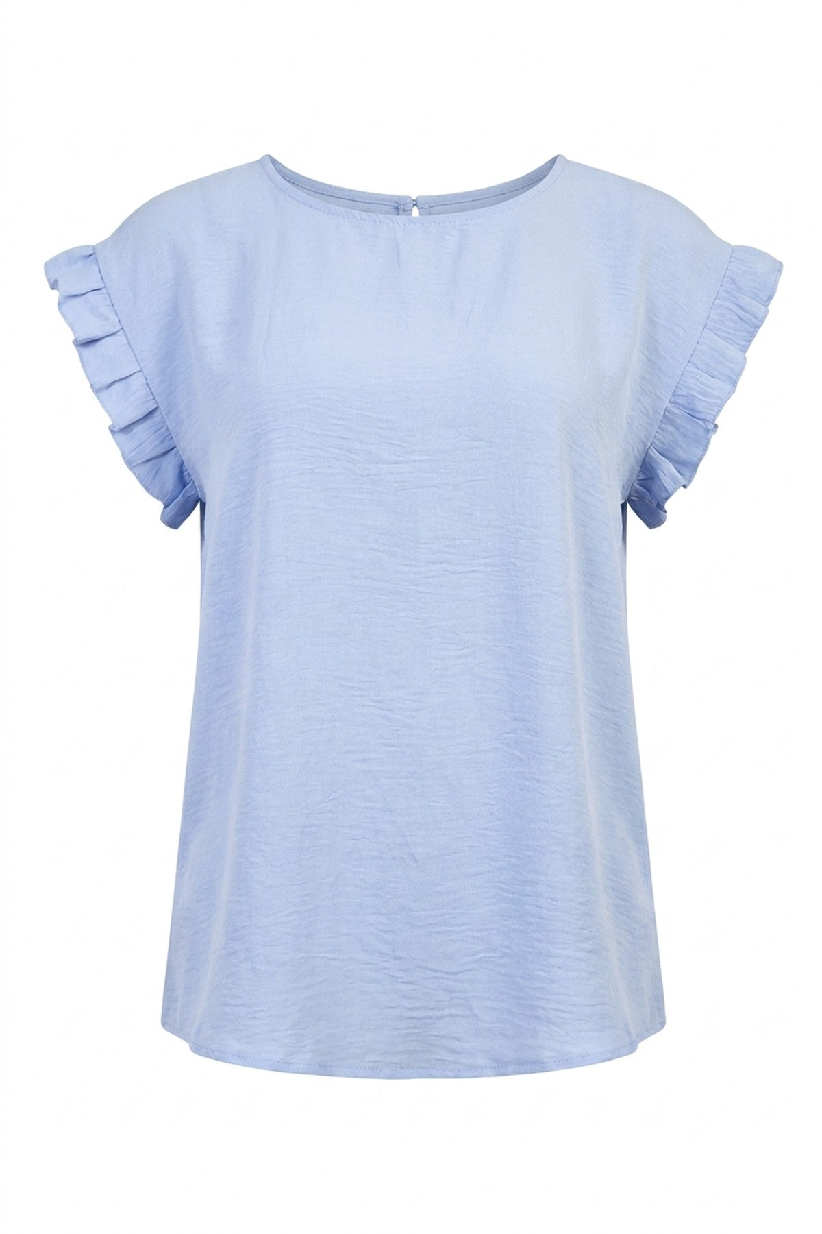 Vera Ruffle Trim Sleeve Top - Sky Blue_wb