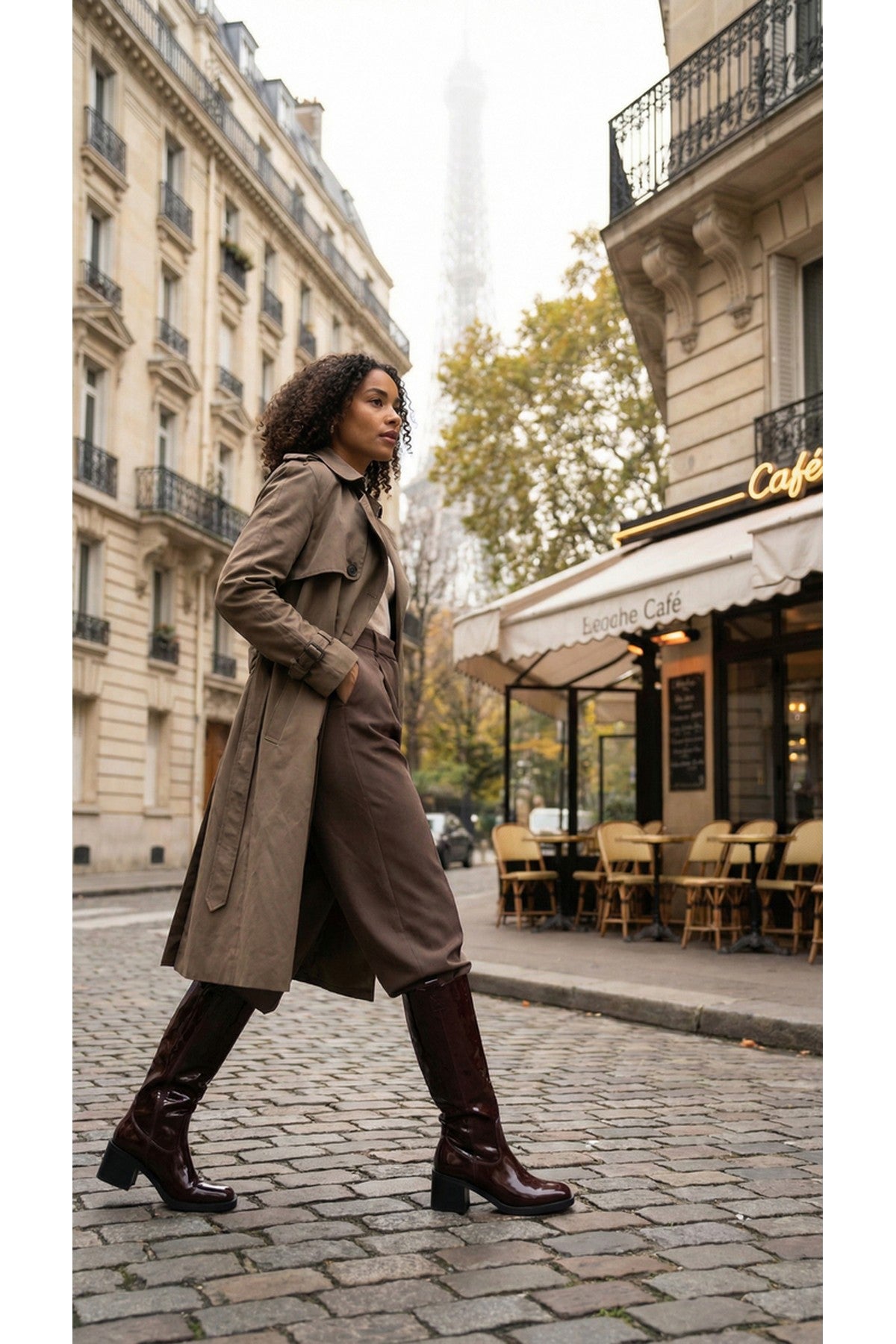 Verira Patent Knee High Block Heel Boots - Wine