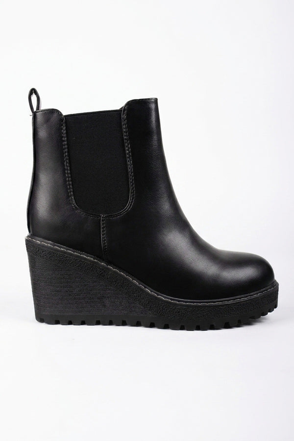 Edie Wedge Sole Chelsea Ankle Boots - Black