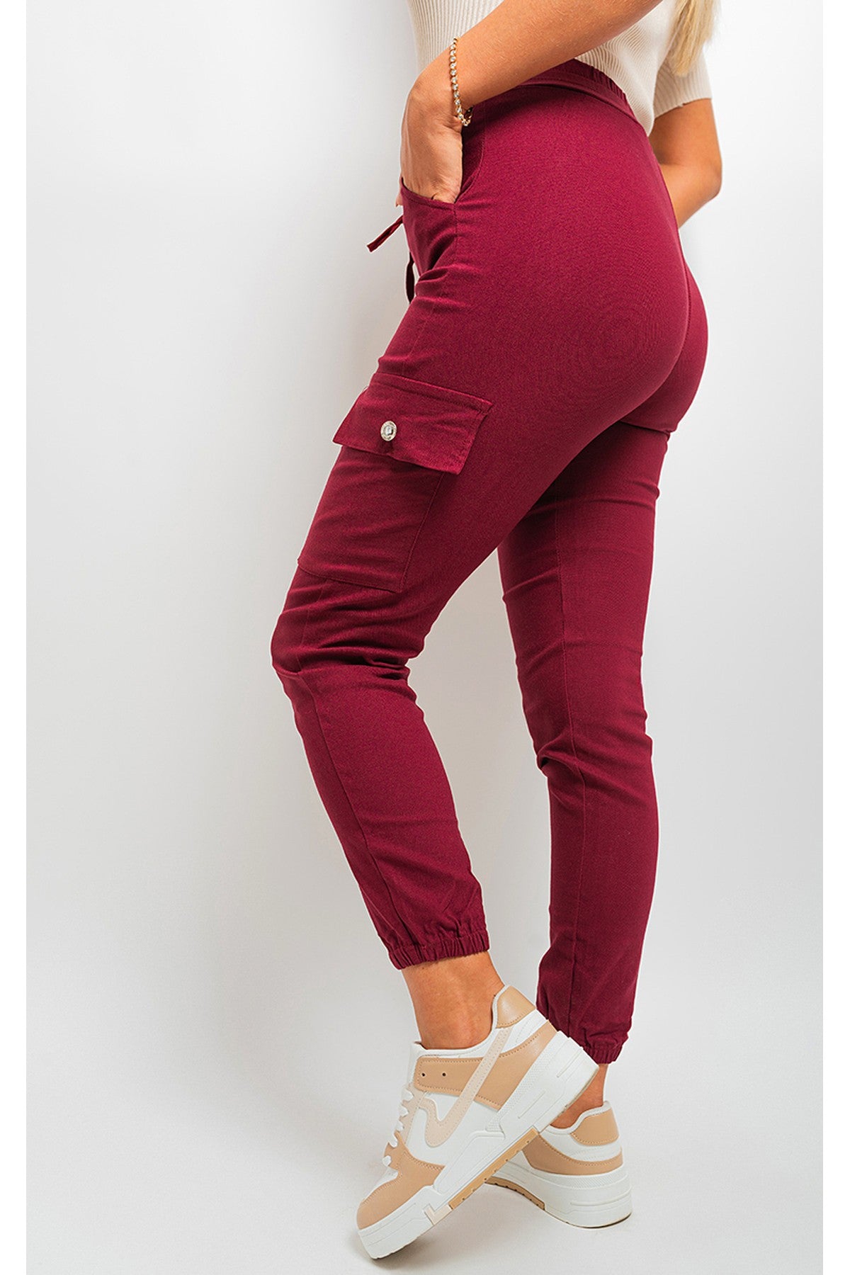 Sylvie Pocket Side Cargo Trouser - Wine