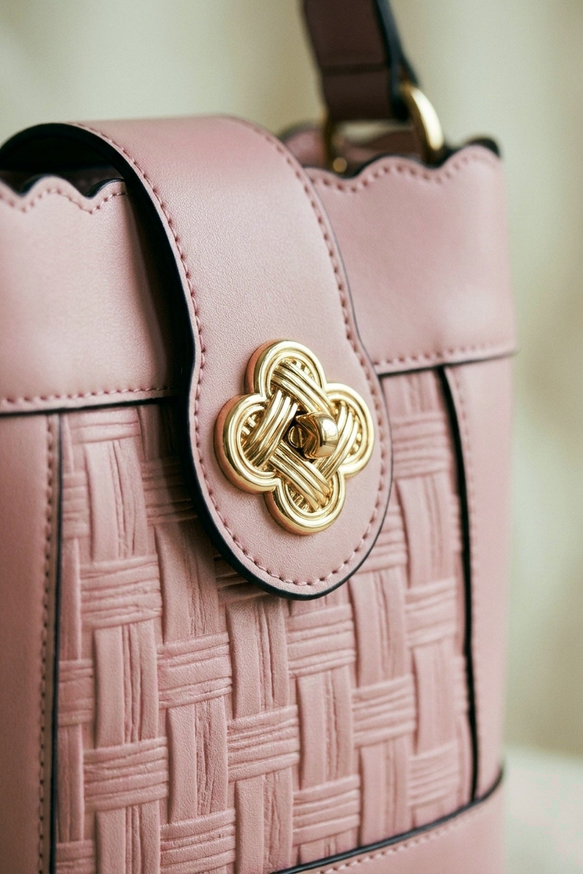 Cordelia Woven Panel Shoulder Bag - Pink