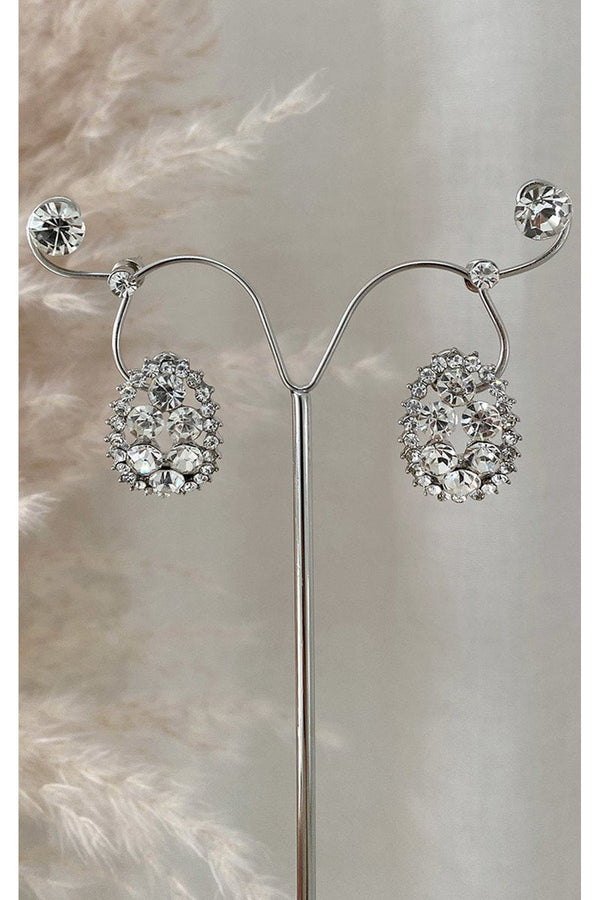Zahra Embellished Earrings - Silver