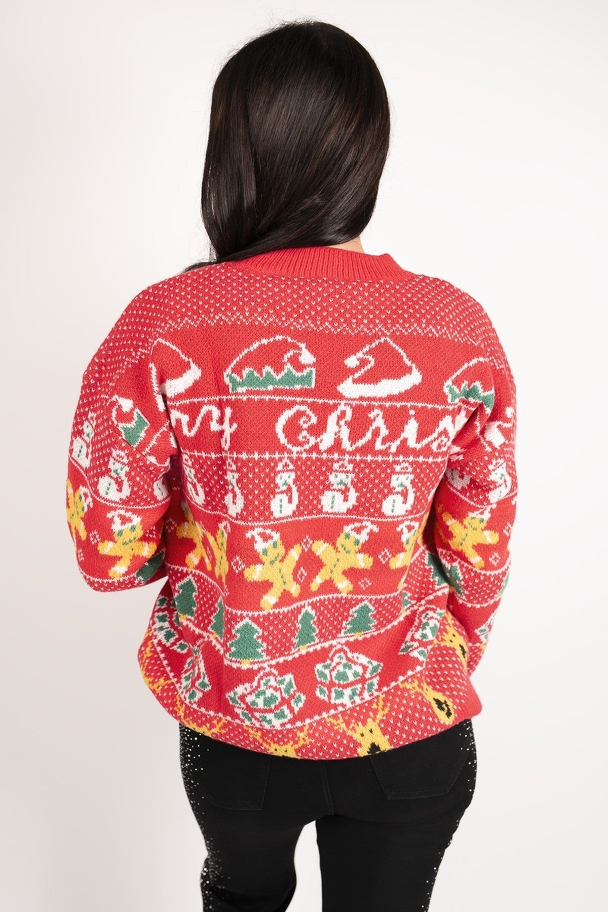 Zailie Christmas Pattern Knitted Jumper - Red