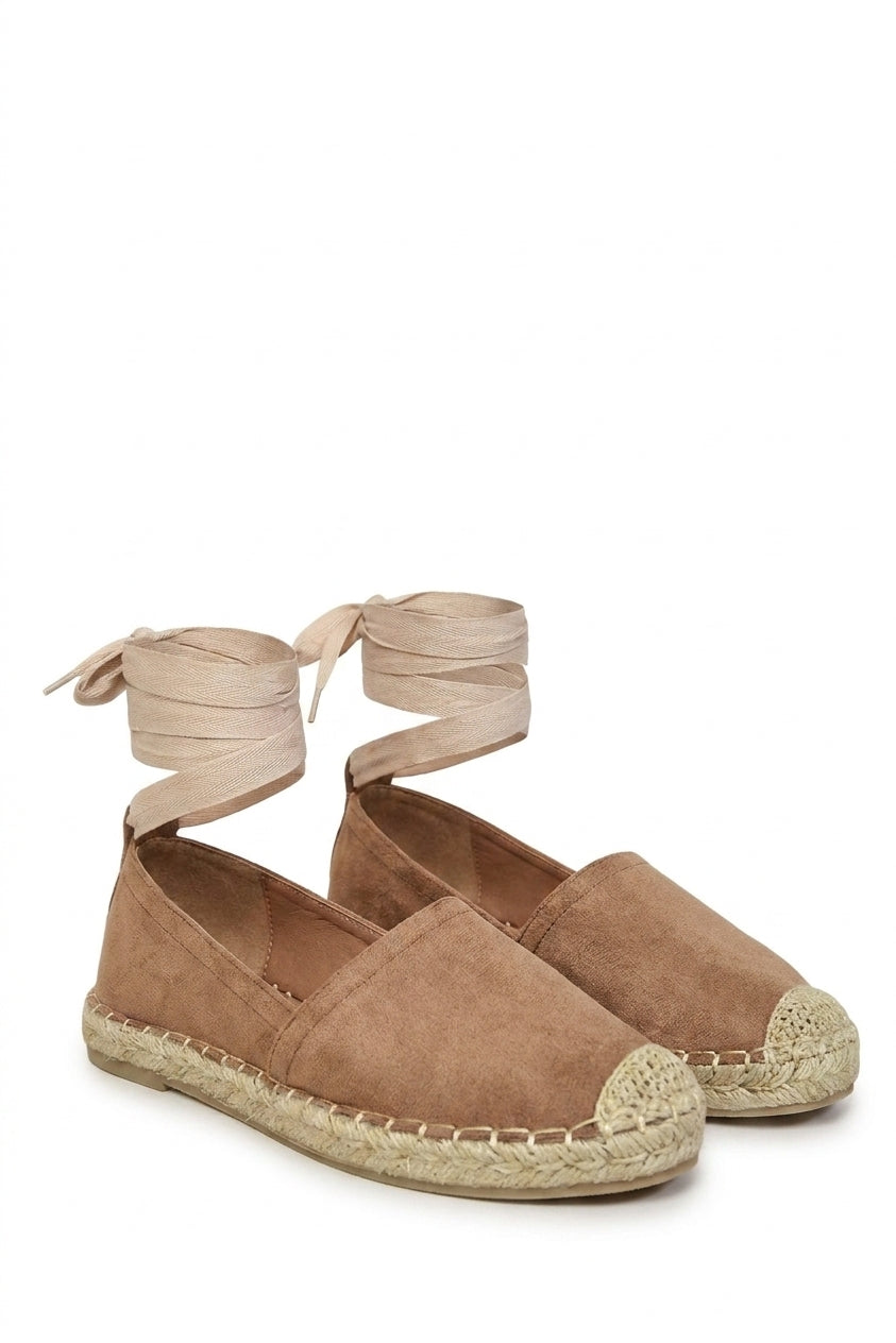 Zoey Tie Leg Espadrille Sandals - Camel