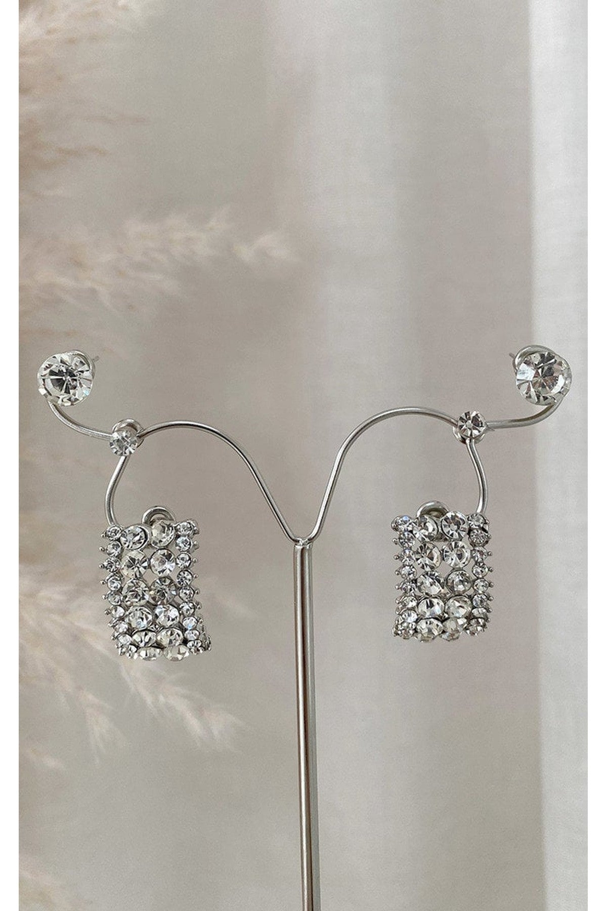 Zoya Embellished Earrings - Silver