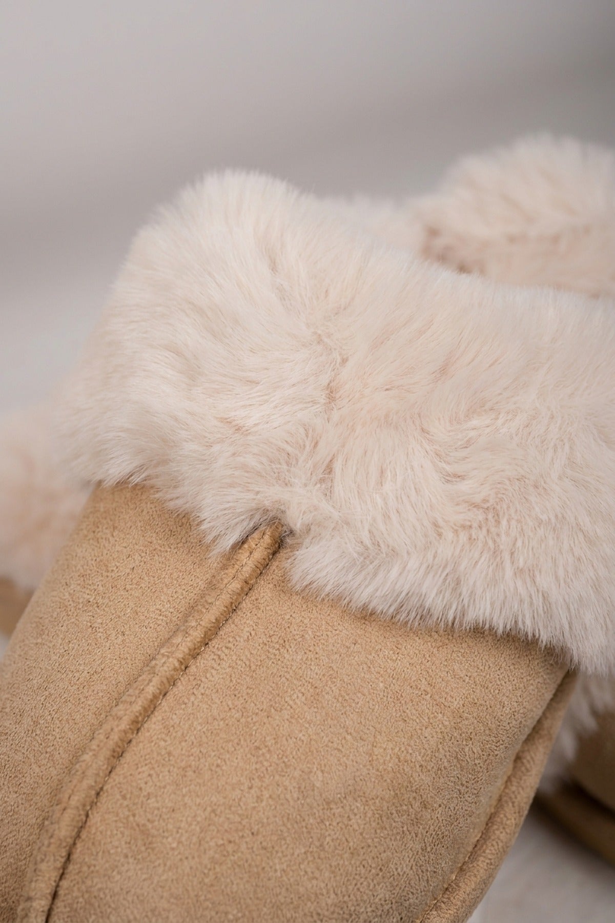 Aspen Faux Suede Mule Slippers - Beige