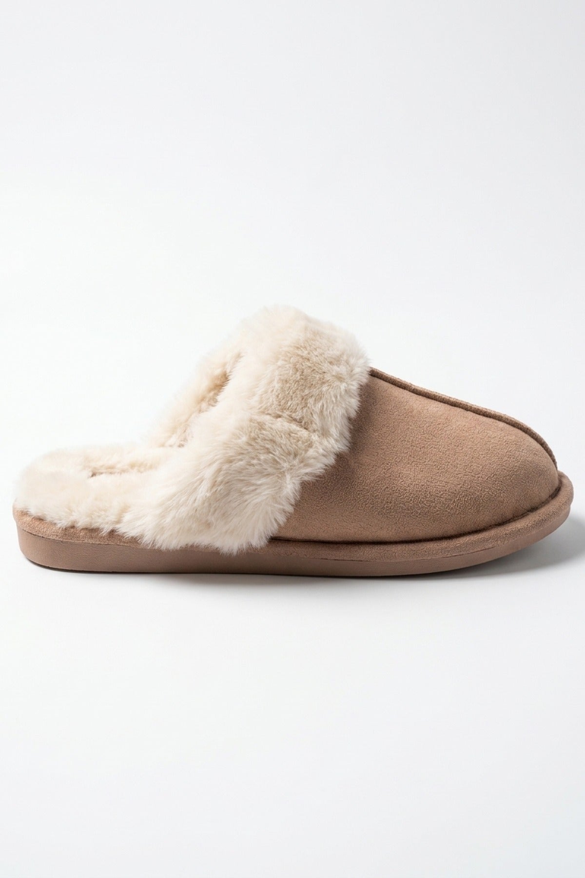Aspen Faux Suede Mule Slippers - Khaki