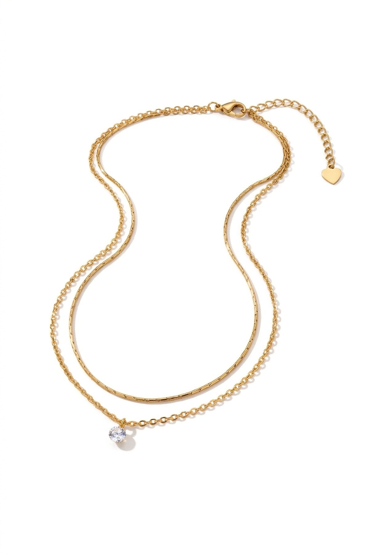 Hara Layered Gold Tone Solitaire Pendant packshot