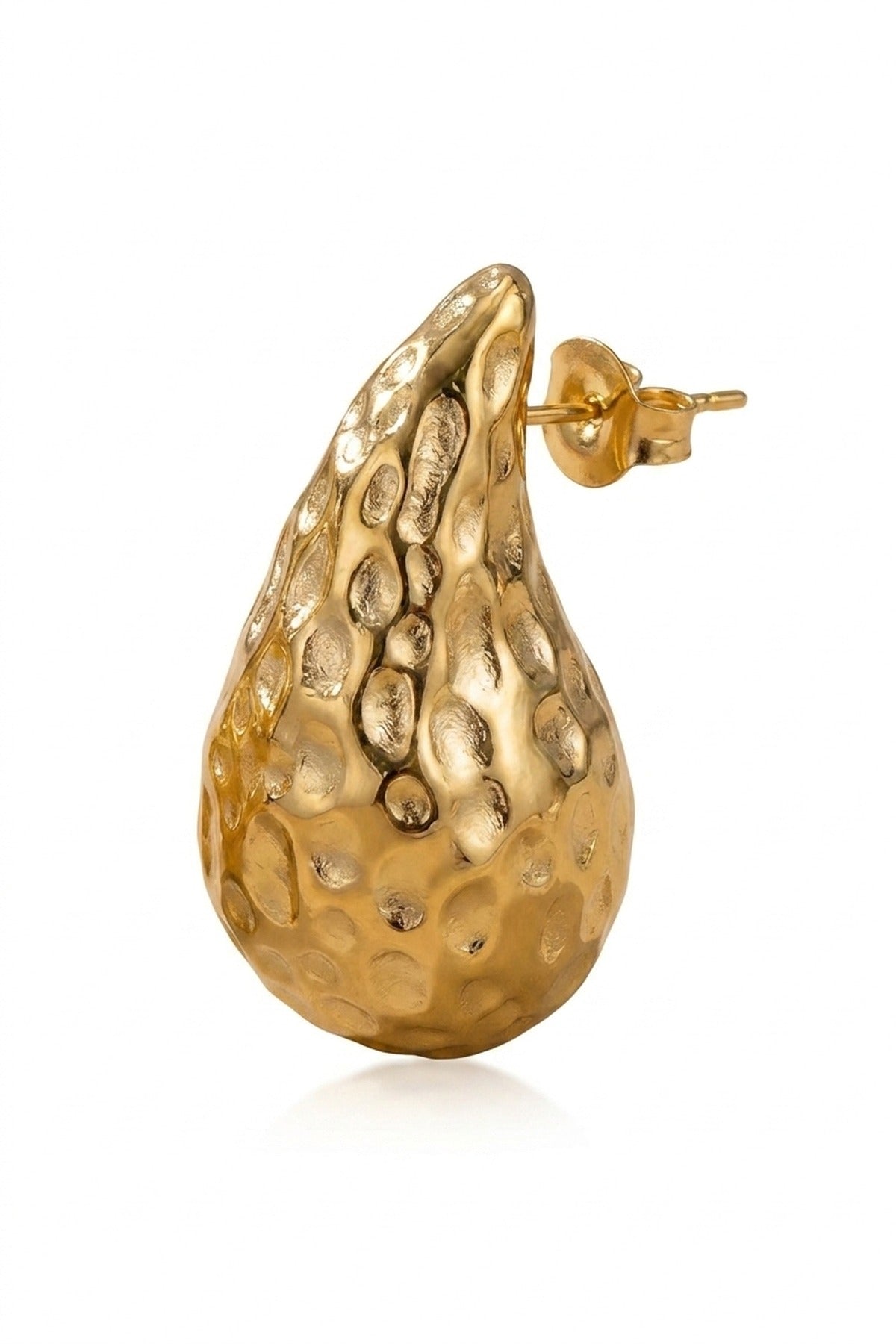 Marigold Hammered Gold Tone Teardrop Studs packshot