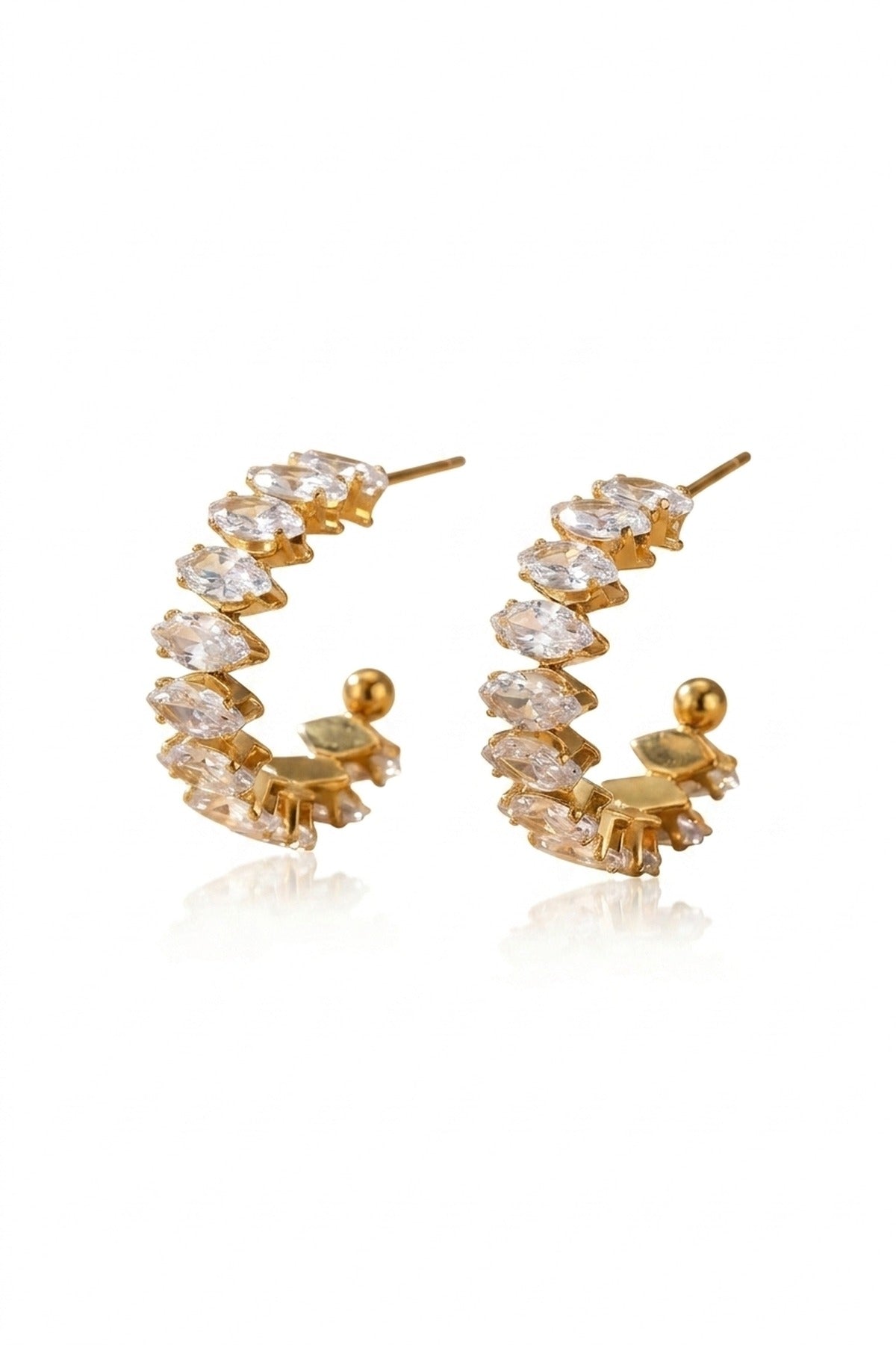 Twyla Marquise Crystal C Hoop Earrings - Gold