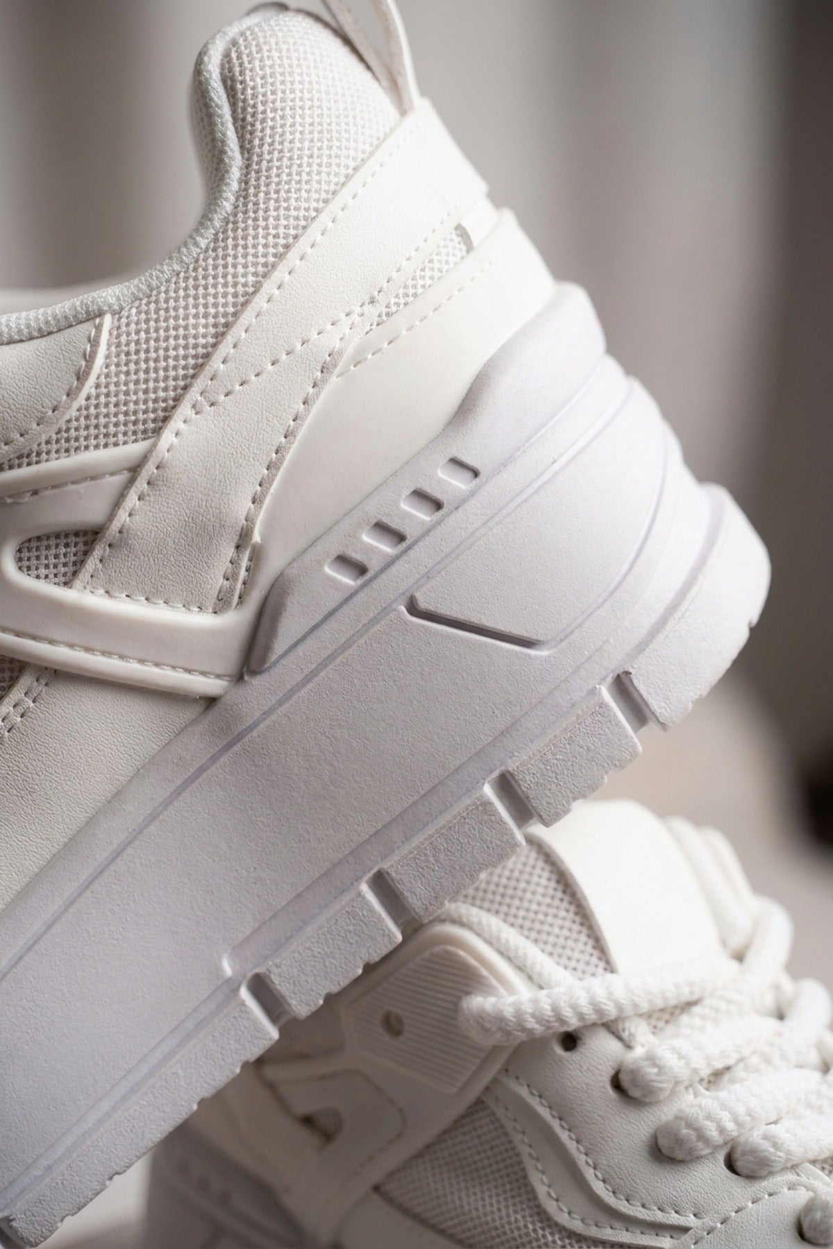 Genevieve Monochrome Chunky Sole Trainers - White