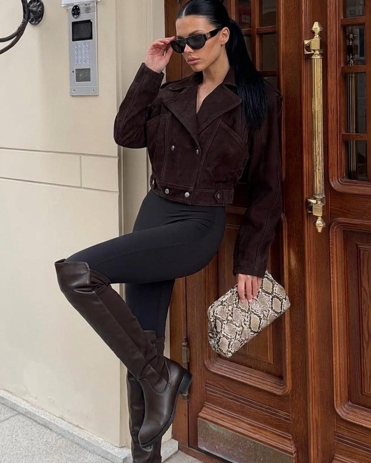 Tatiana Faux Leather Over The Knee Flat Boots