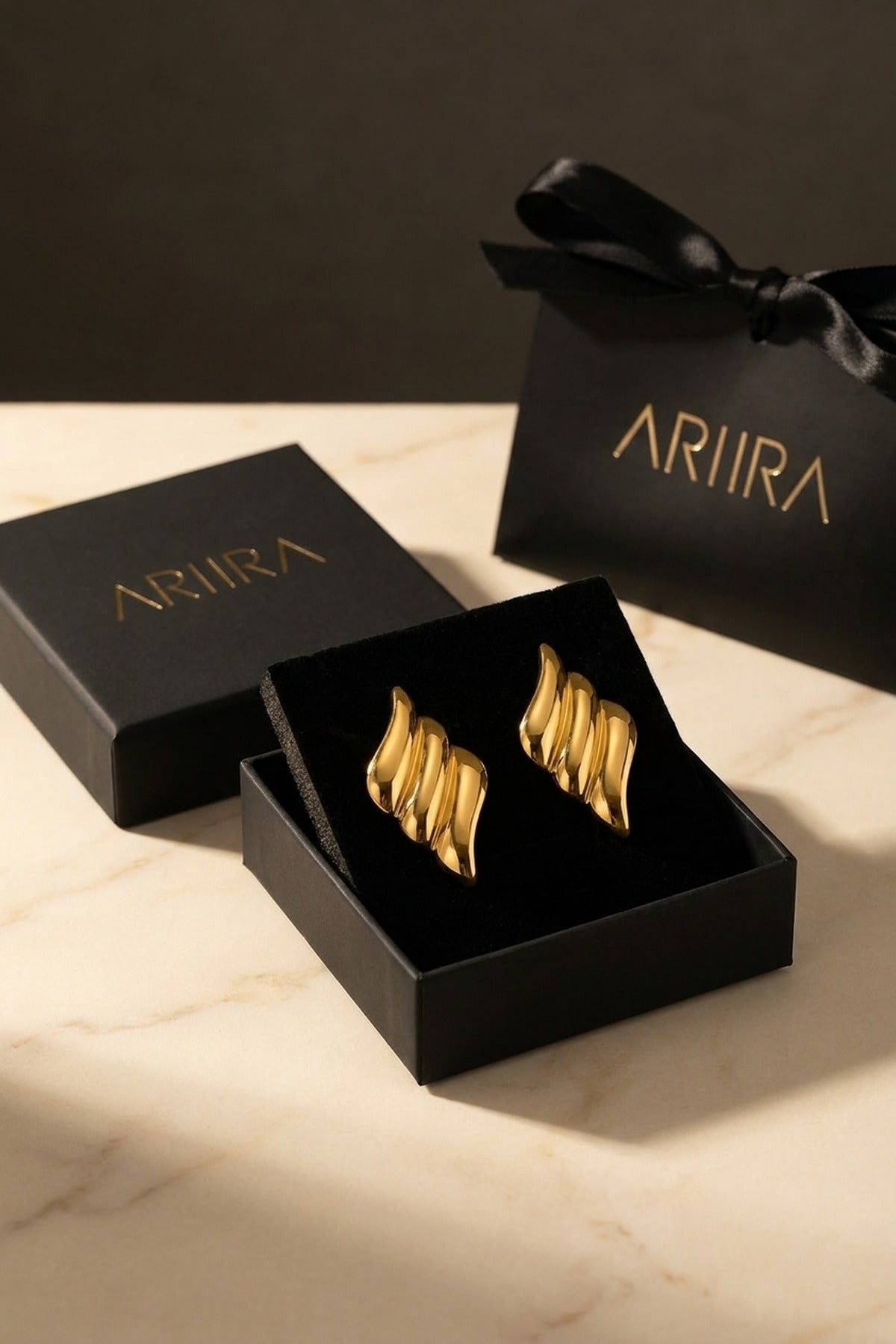 Gold Merhab Wind Earrings Stud Luxe