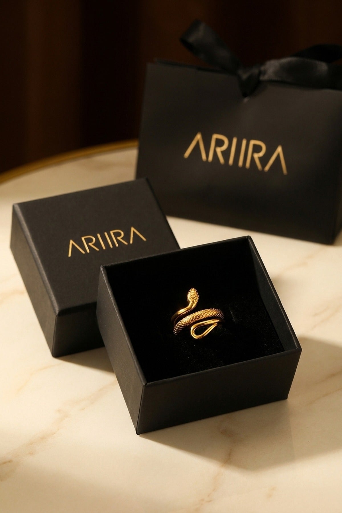 Gold Slither Snake Design Ring