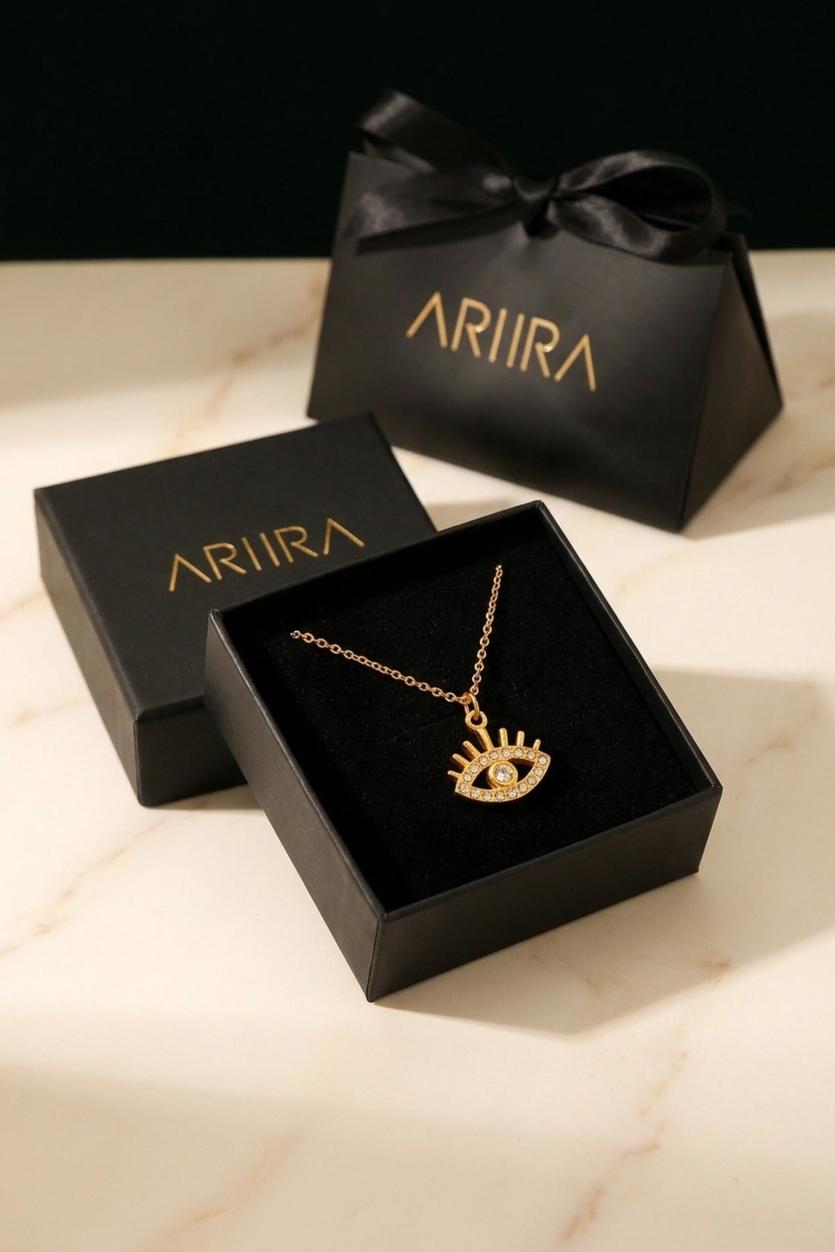 Gold Esia Eye Zirconia Necklace