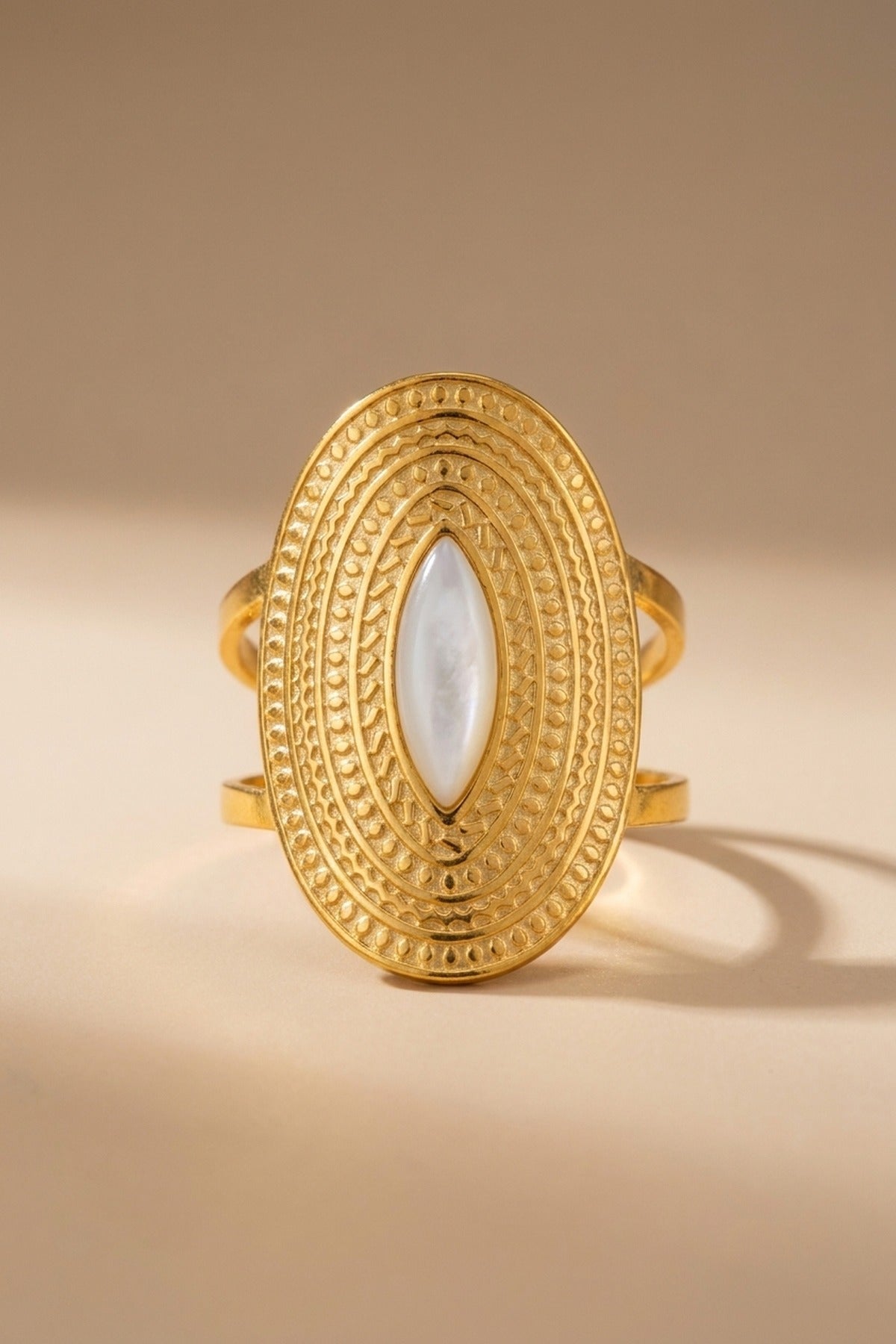 Emaar Oval Open Ring - White