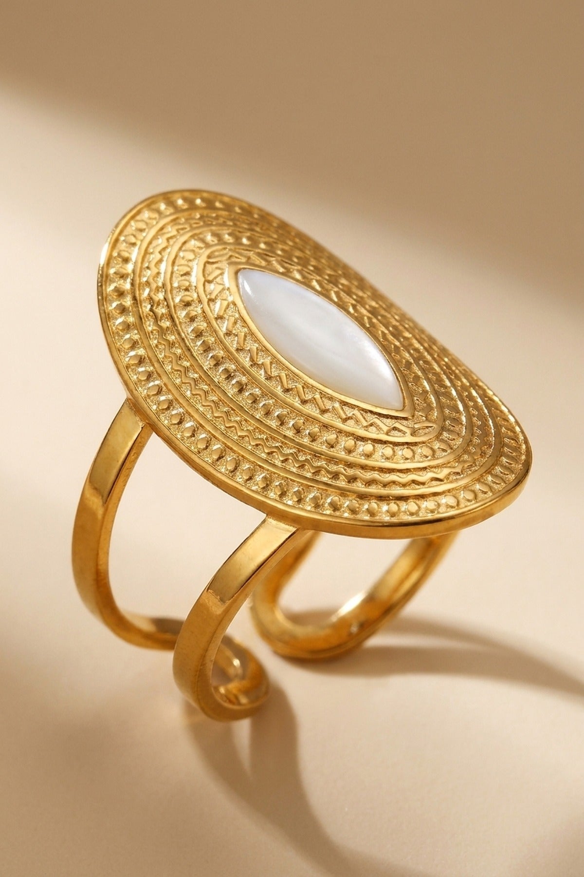 Emaar Oval Open Ring - White