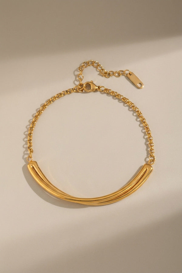 gold Philippa Gold Tone Curved Bar Chain