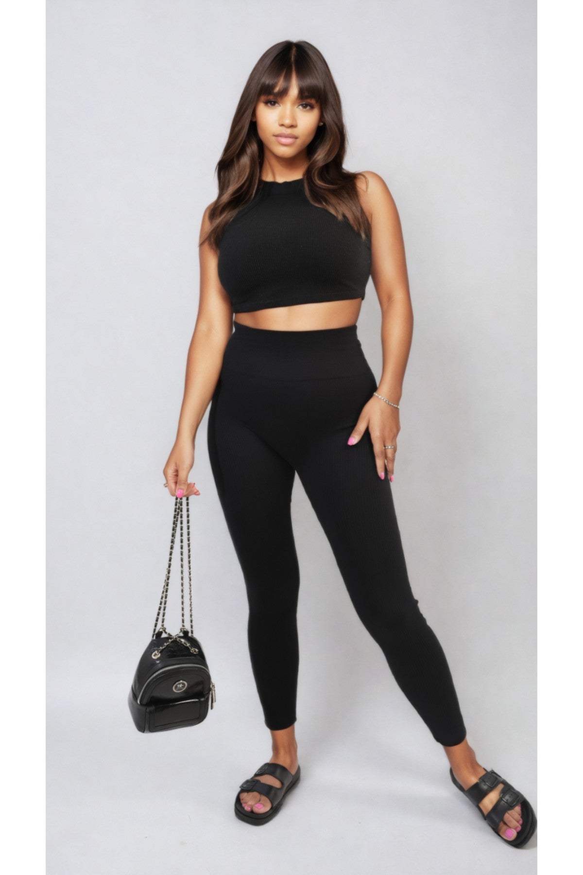 Braylee High Waisted Wide Band Leggings - BLACK