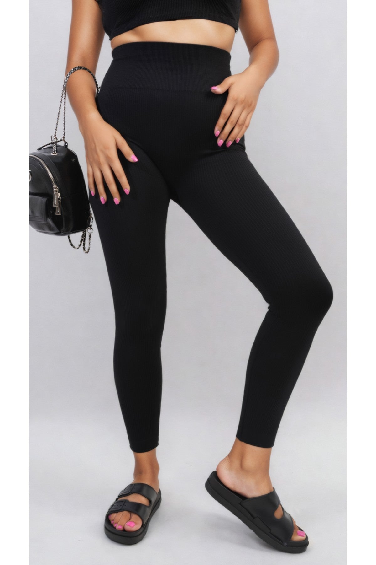 Braylee High Waisted Wide Band Leggings - BLACK