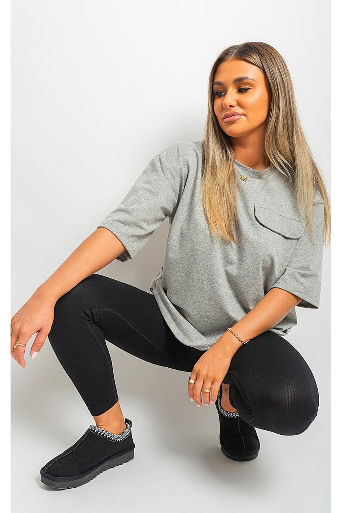 Camryn Oversized Cargo T-Shirt - GREY